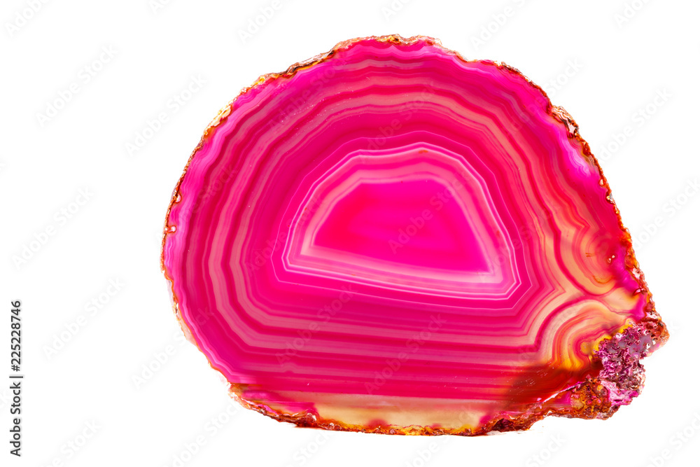 Fototapeta premium Macro mineral stone Pink Agate breed a white background