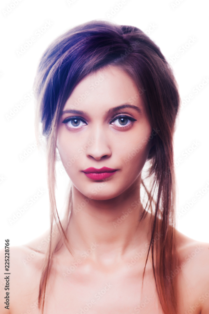 Beautiful brunette girl on white background Beautiful brunette girl on white background