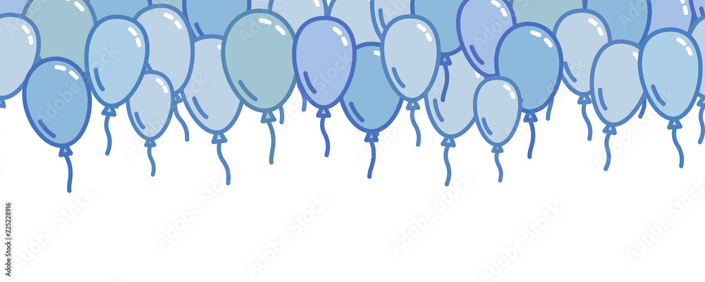 Seamless Horizontal Decoration With Blue Balloons Naive And Simple Decorative Line Background Blue Party Wallpaper Vector Illustration Stock Vector Adobe Stock