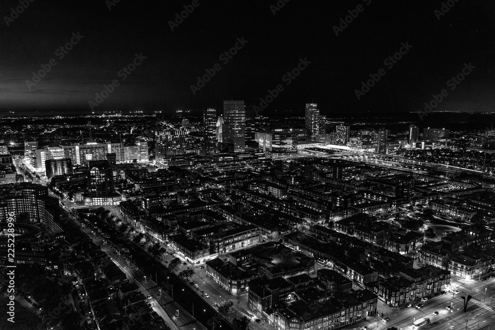 Fototapeta premium The hague city skyline viewpoint black and white, Netherlands