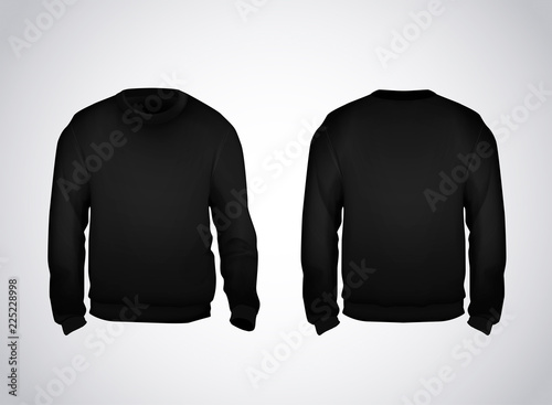 Black men's sweatshirt template front and back view. Hoodie for branding or advertising.