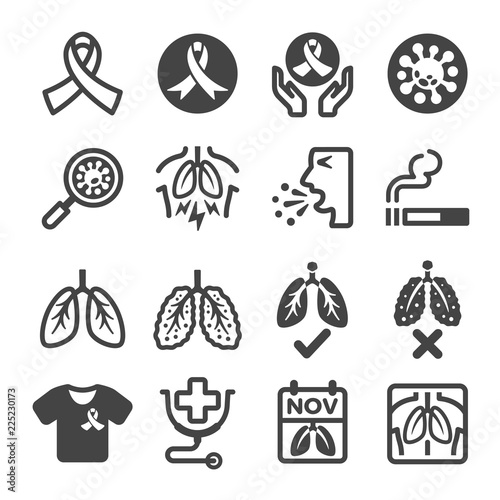 lung cancer icon set
