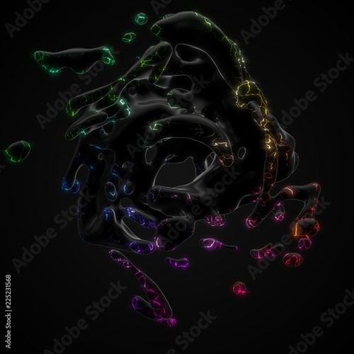 strange blackfluid movements without gravitation. 3d illustration photo