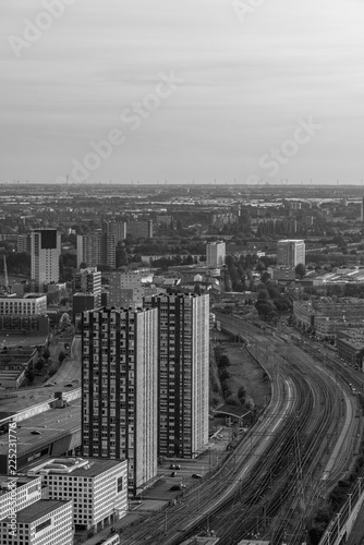 The hague city skyline viewpoint black and white  Netherlands