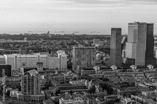 The hague city skyline viewpoint black and white  Netherlands