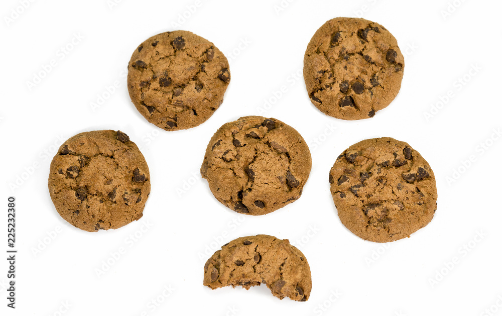 Chocolate chip cookie isolated on white background Chocolate chip cookie isolated on white background