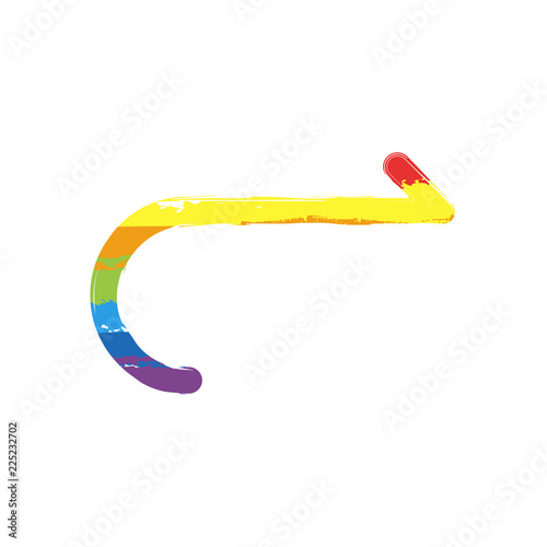 Simple arrow, forward. Navigation icon. Simple arrow, backward. Navigation icon. Linear symbol with thin line. One line style. Drawing sign with LGBT style, seven colors of rainbow 