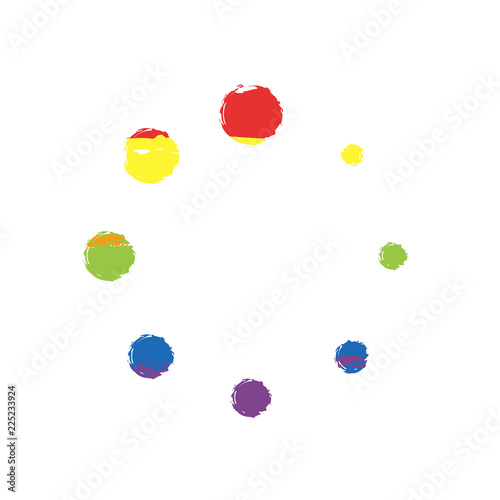 Simple loading symbol. Drawing sign with LGBT style, seven colors of rainbow (red, orange, yellow, green, blue, indigo, violet