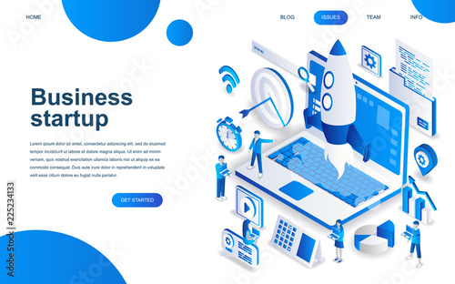 Modern isometric design concept of Startup Your Project for website and mobile website development. Isometric landing page template. Launch a new product on a business company. Vector illustration.