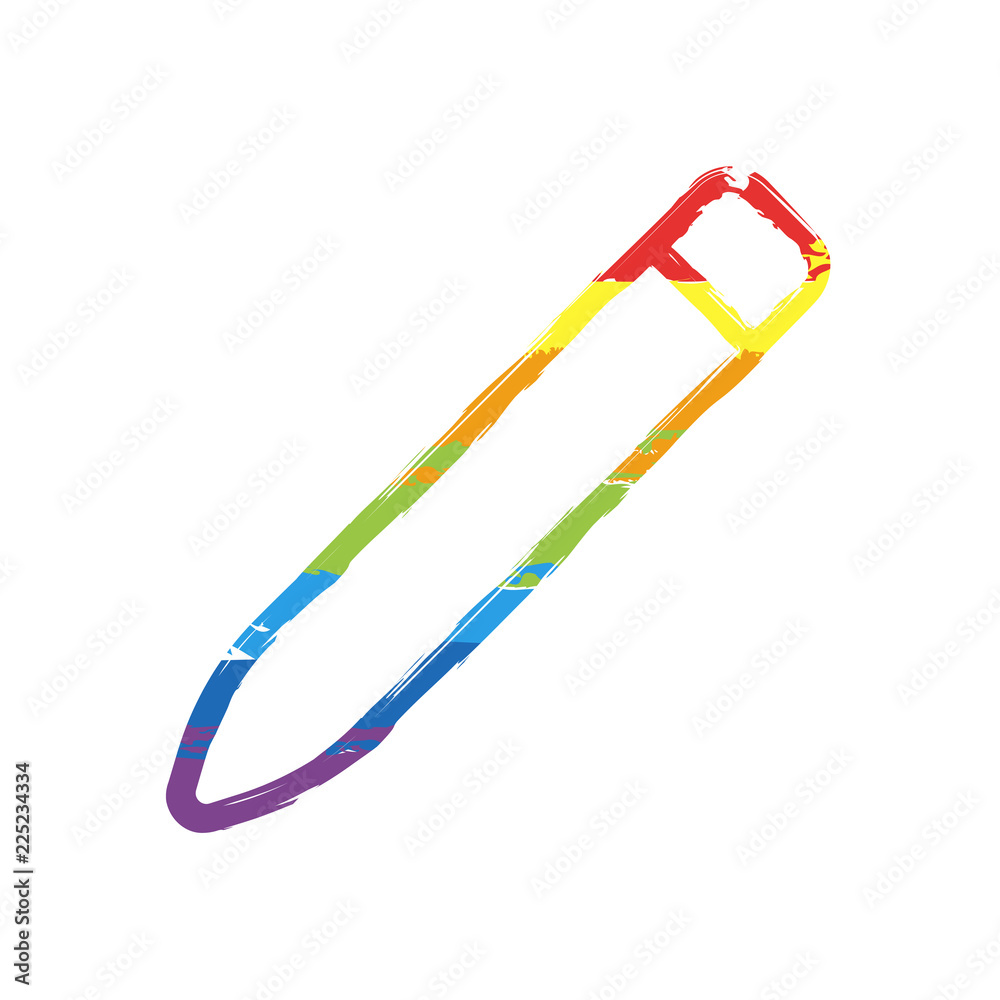 Simple pencil. Linear, thin outline. Drawing sign with LGBT style, seven colors of rainbow (red, orange, yellow, green, blue, indigo, violet Simple pencil. Linear, thin outline. Drawing sign with LGBT style, seven colors of rainbow (red, orange, yellow, green, blue, indigo, violet