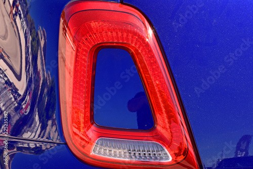Headlights of modern cars.