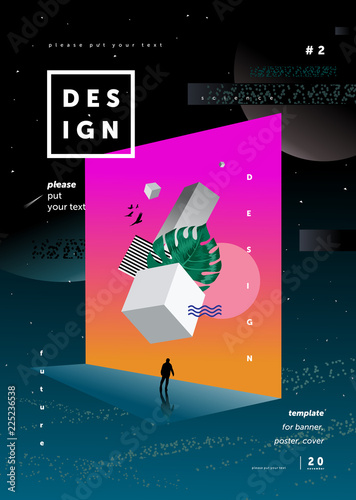 science fiction, fantasy abstract background with gradient for cover or poster design, illustration of a door or window in a world of illusions and dreams, the theme of creating creative ideas