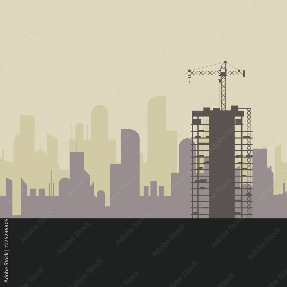 Cityscape with construction zone