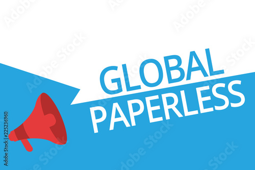 Conceptual hand writing showing Global Paperless. Business photo text going for technology methods like email instead of paper.