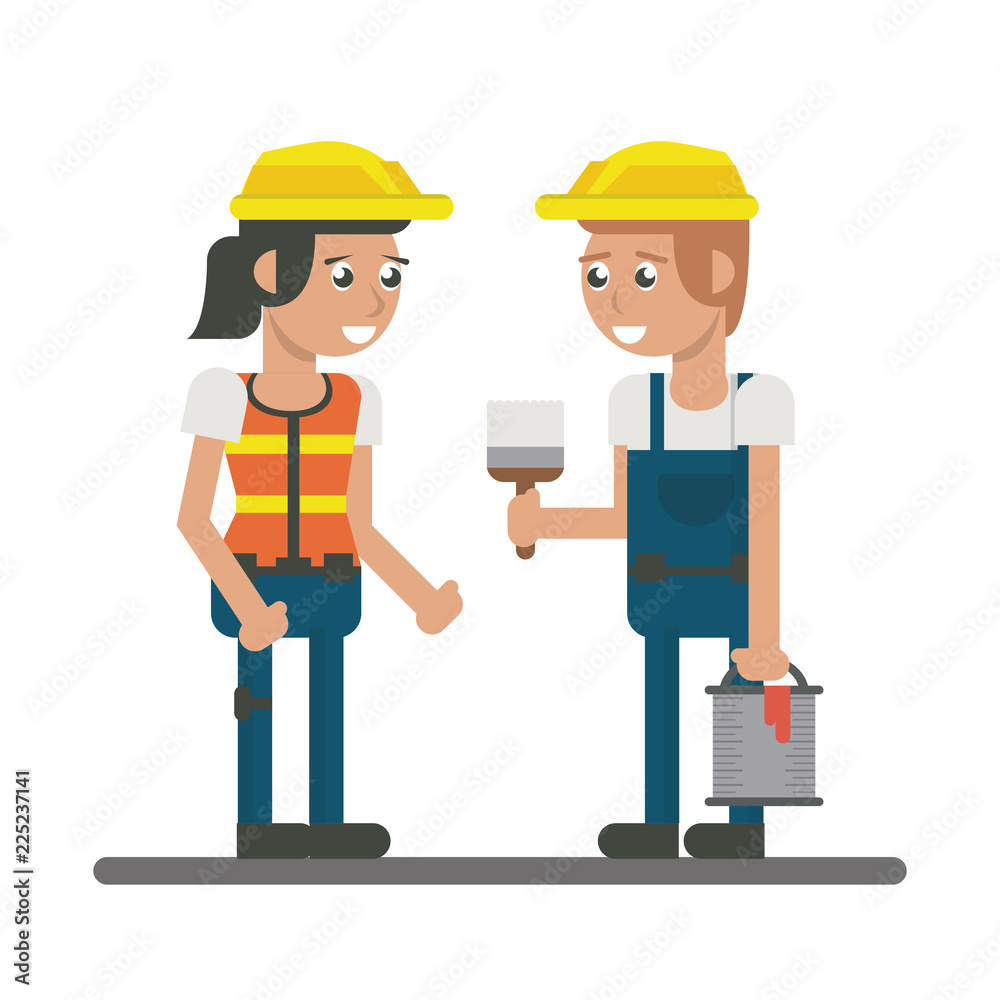 Constuction workers geometric cartoons Constuction workers geometric cartoons