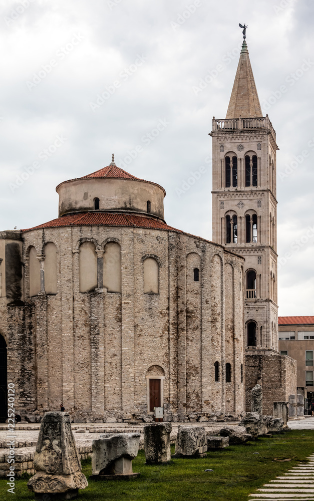 Church of St Donatus in Zadar, Croatia, built in the 9th century. The church is an example of a Pre-Romanesque building typical for the Carolingian period in Europe.