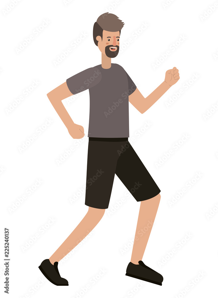 young man with beard running avatar character young man with beard running avatar character