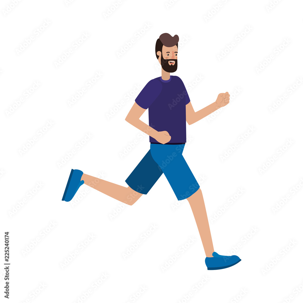 Fototapeta premium young man with beard running avatar character
