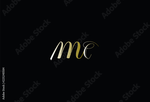 Modern elegant MC  black and gold color initial letter logo