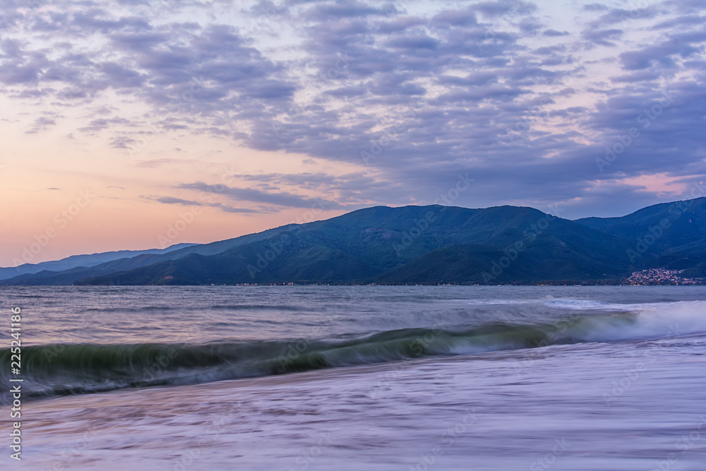 Fototapeta premium Early morning , dramatic sunrise over sea. Photographed in Asprovalta, Greece.