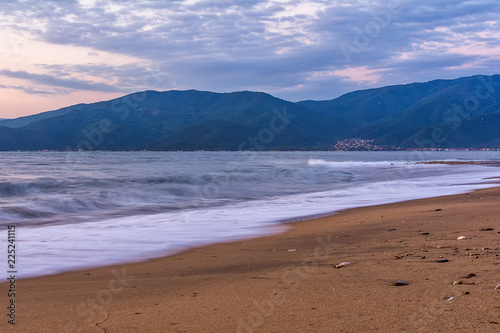 Early morning , dramatic sunrise over sea. Photographed in Asprovalta, Greece.