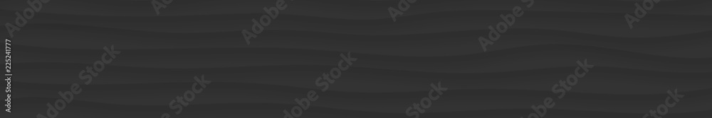 Abstract horizontal banner of wavy lines with shadows in black colors