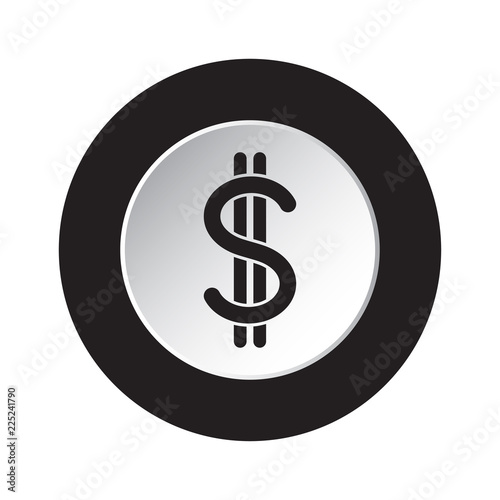 round black, white icon - dollar currency symbol