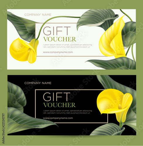 Gift card with floral decoration. Invitation card. Coupon template. Background for the invitation, shop, beauty salon, spa