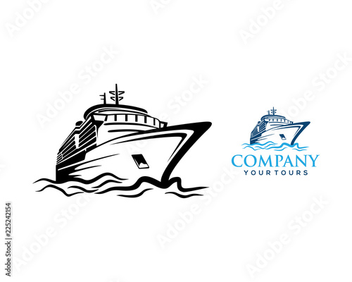 Cruise Ship Sail on the Sea Modern Symbol Logo Vector