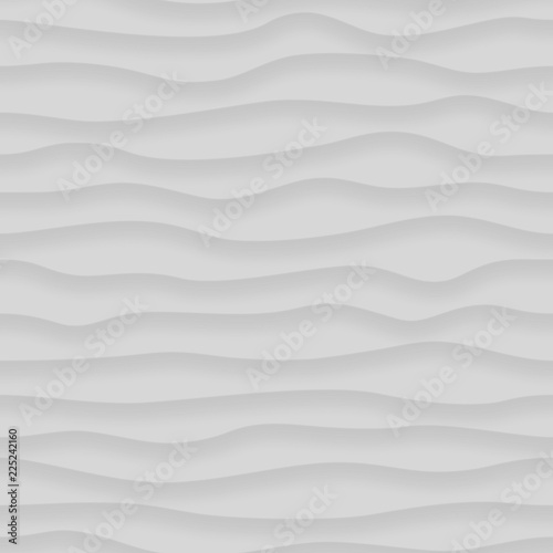 Abstract seamless pattern of wavy lines with shadows in gray colors