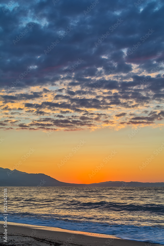 Fototapeta premium Early morning , dramatic sunrise over sea. Photographed in Asprovalta, Greece