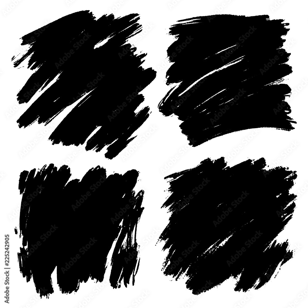 Vector set of hand drawn brush strokes, stains for backdrops. Monochrome design elements set. One color monochrome artistic hand drawn square backgrounds. Vector set of hand drawn brush strokes, stains for backdrops. Monochrome design elements set. One color monochrome artistic hand drawn square backgrounds.