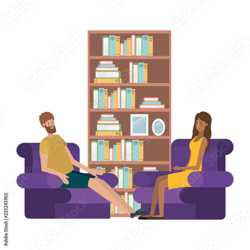 young couple in the livingroom avatar character