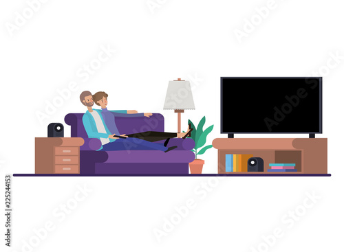 young couple in the livingroom avatar character