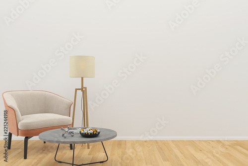 wall sofa and wall living room interior 3d rendering Background mock up