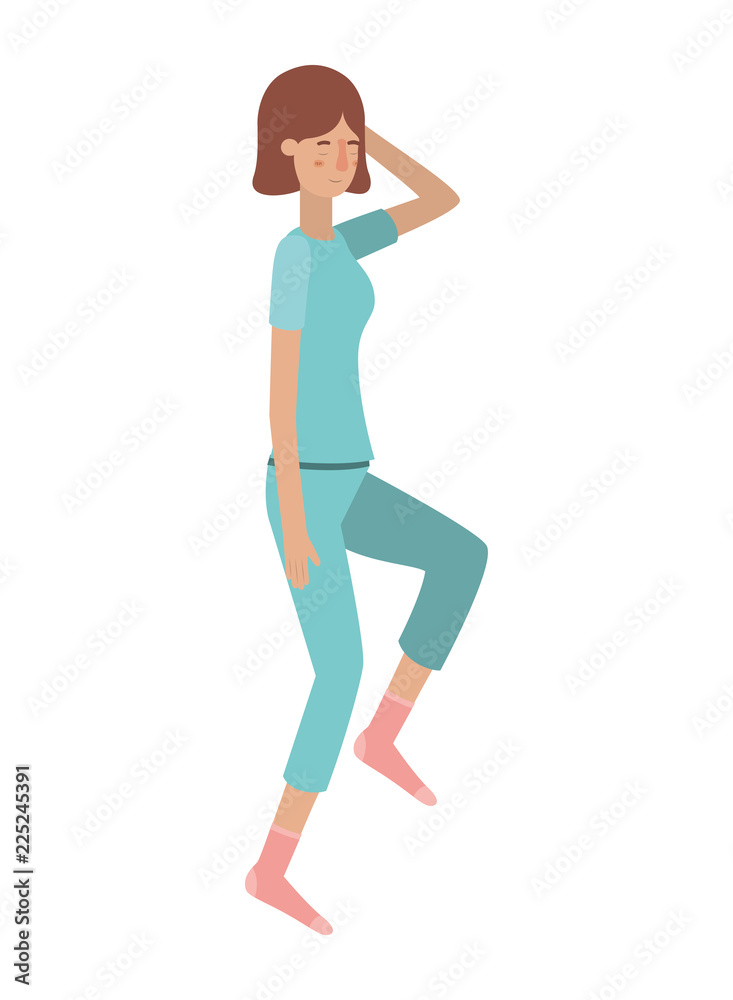 young woman with sleeping pose avatar character