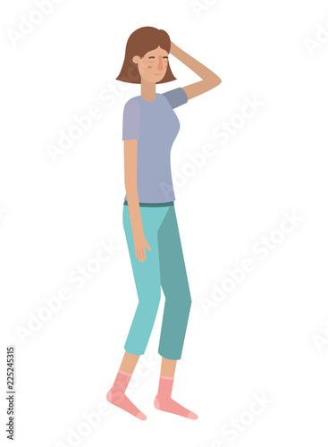 young woman with sleeping pose avatar character