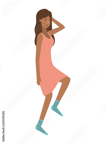 young woman afro with sleeping pose avatar character
