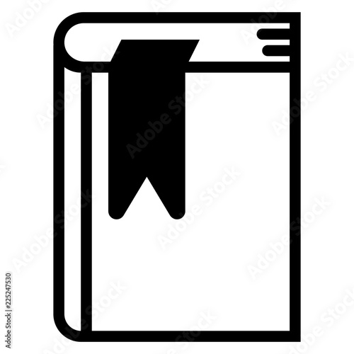 Bookmark book icon vector symbol, concept of library and bookstore logo, dictionary mark pictogram, literature education, organizer modern flat outline linear design isolated on white background