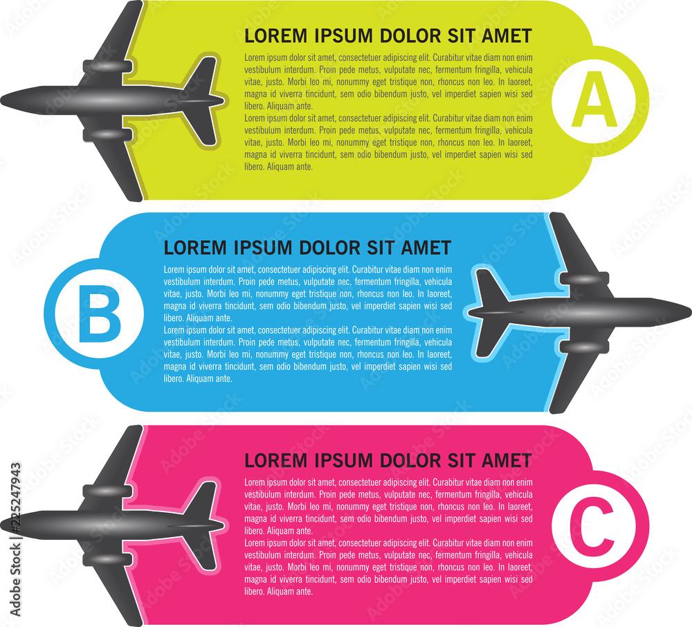 Vector three steps background with airplanes Vector three steps background with airplanes