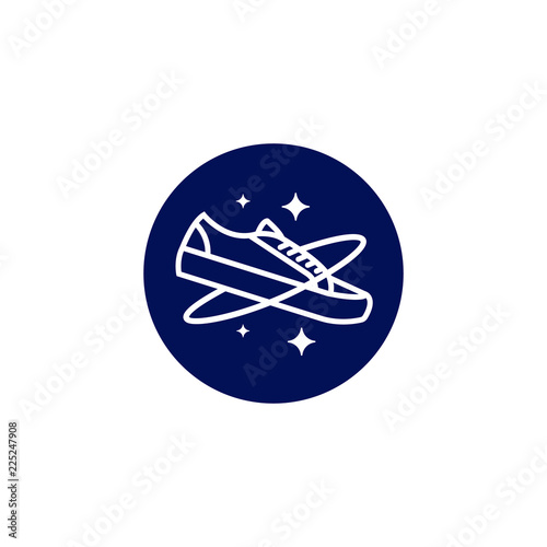 Galaxy planet shoe logo icon line monoline symbol illustration