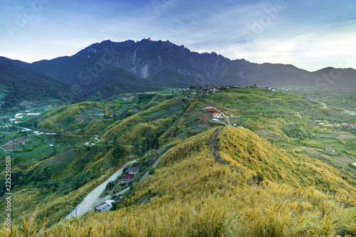 Kundasang farming village at the foot of Mount Kinabalu. View from Sosodikon Hill. photo