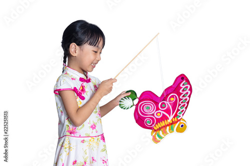Asian chinese little girl holding latern celebrate mid-autumn festival