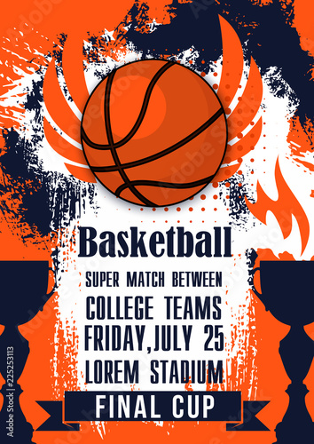 Basketball college teams sport cup match poster