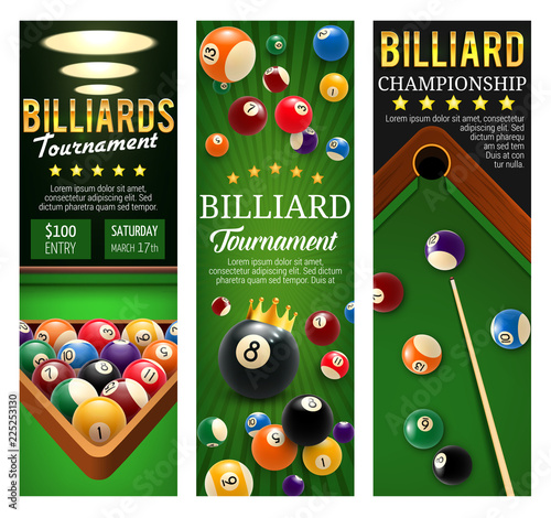 Billiards club championship and tournament banners photo