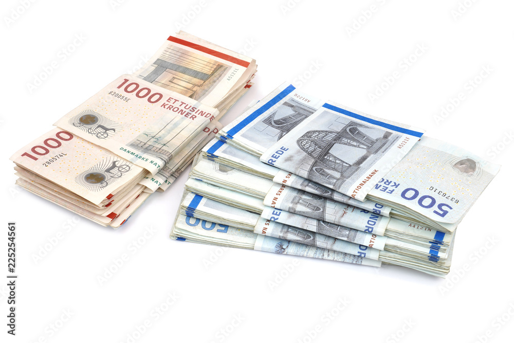 Danish krone. ( DKK ) 500 and 1000 Krone banknotes . Stock Photo | Adobe  Stock