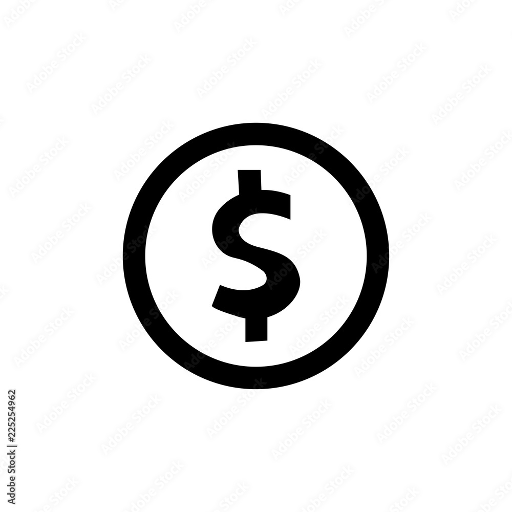 Dollar coin icon vector Dollar coin icon vector