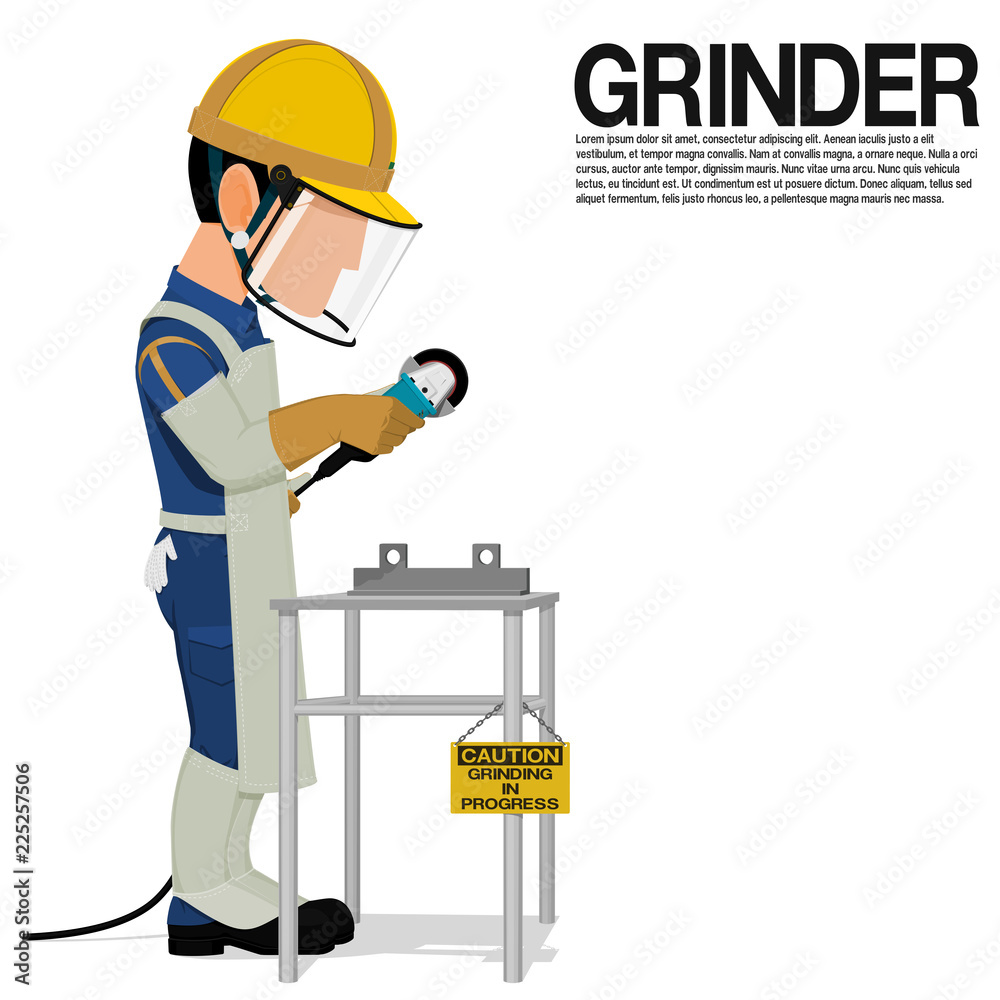 Fotografie A grinder is working in his workplace