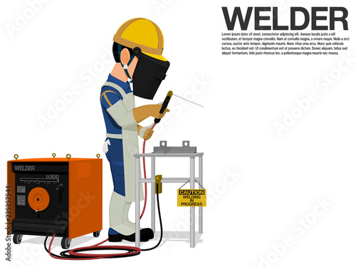 A welder is working on the shop floor