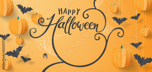 Happy Halloween banners party invitation.Vector illustration .calligraphy of "halloween".